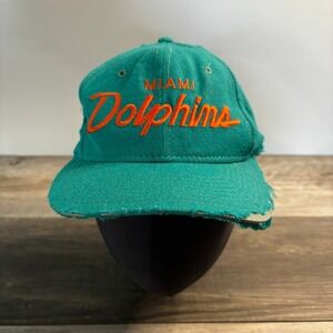 Vintage Miami Dolphins Green‎ Men's Sports Specialties Wool Script Snap Back Cap